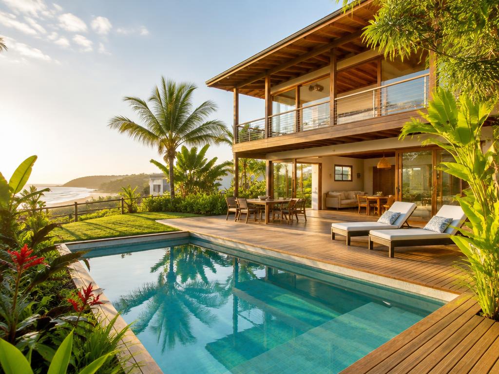Casa com piscina e vista para o mar