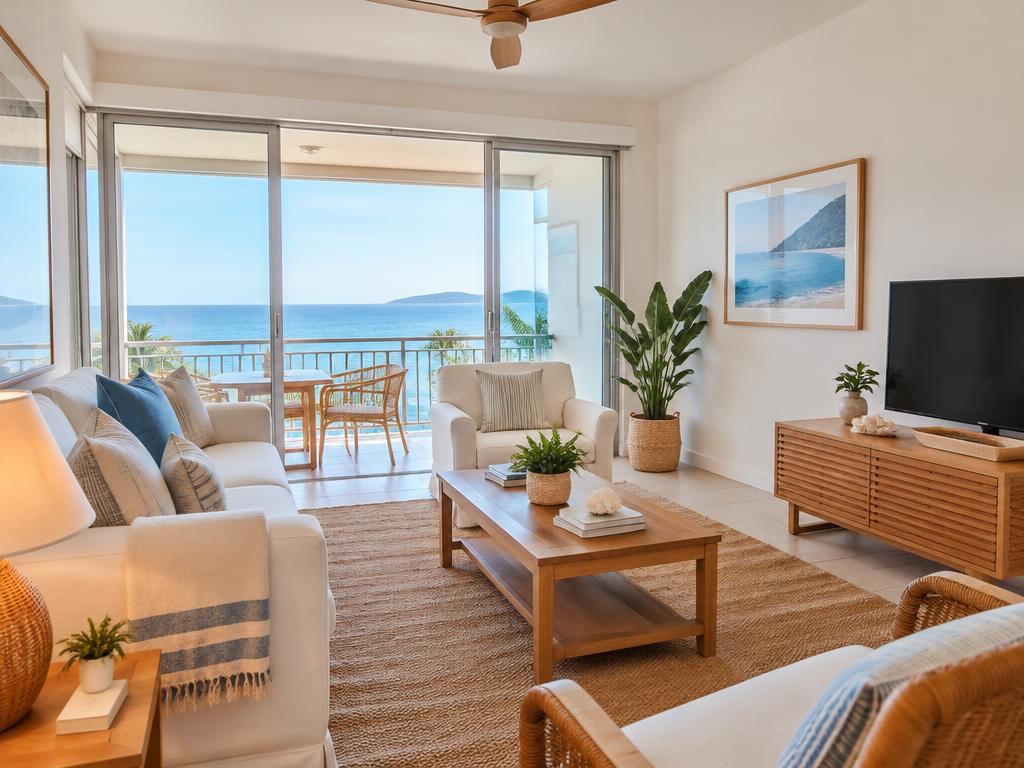 Apartamento com varanda e vista mar